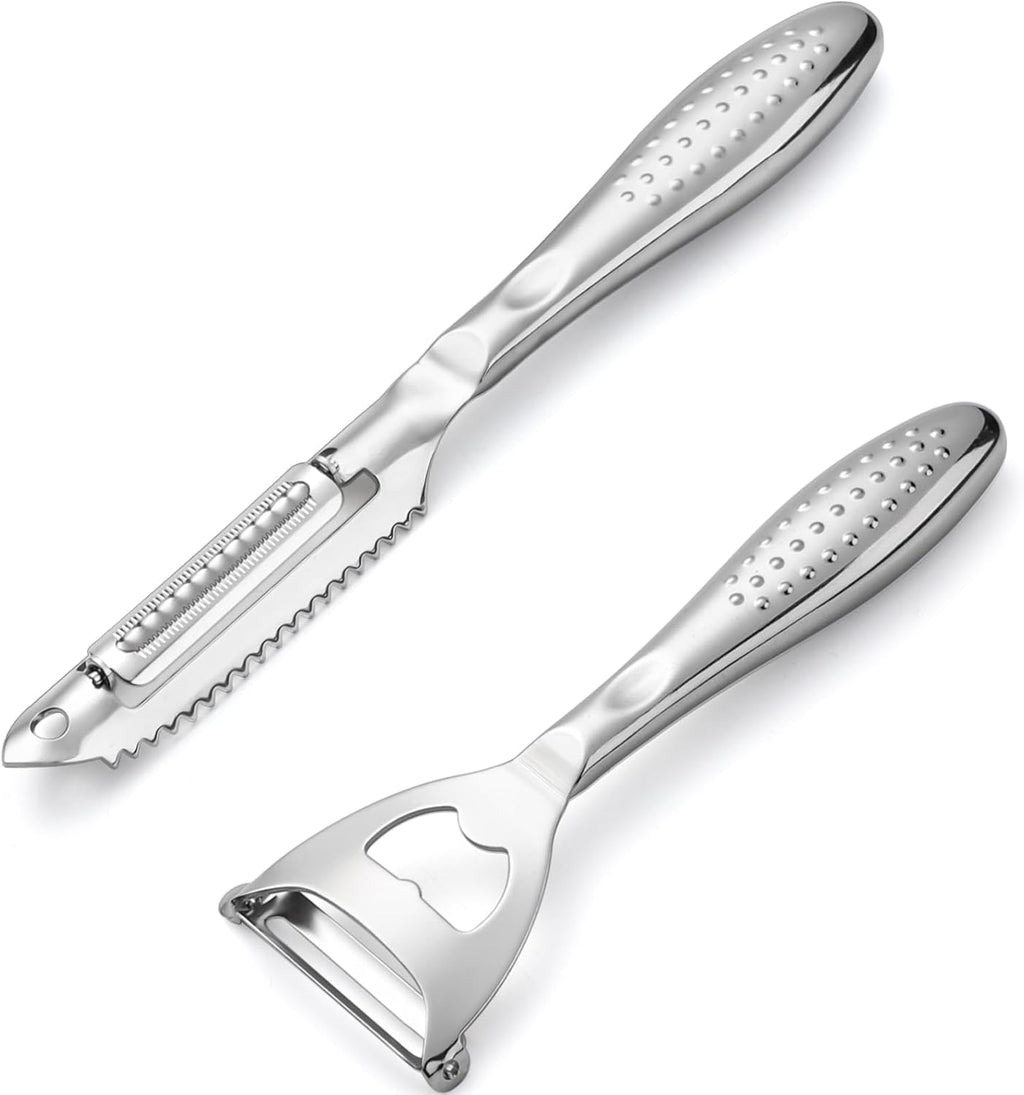 Potato Peelers Set of 2 Stainless Steel Peeler Y-Shaped and I-Shaped Peelers,Vegetable Carrot Fruit Peelers for Home kitchen (Silver2)