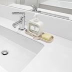 YASMEN Silicone Bathroom Soap Dishes, Sink Sponge Holder for Kitchen, Rubber Soap Dish with Drain, Shower Soap Sponge Tray, Sink or Counter Organizer, for Bar Soap, Bottle, Dish Soap Dispenser-Tapioca