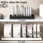 Pot Rack : Pots and Pans Organizer Under Cabinet 7 Adjustable Compartment Expandable Pot Lid Holder for Kitchen Cookware, Bakeware, Lid, Dishes, Cutting Boards,Black