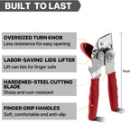 Can Opener Manual Heavy Duty, UHIYEE Hand Held Can Openers for Seniors with Comfort Grip Sharp Blade, Solid Steel Hand Manual Can Open with Magnet for Kitchen Camping, Red