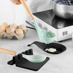 Kitchen Silicone Utensil Rest with Drip Pad-BPA-Free Heat-Resistant Spoon Rest for Stove Top - Spoon Rest for KitchenCounter - Kitchen Gadgets &Grill Utensil Holder-Black 3 Pcs