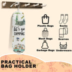Camping Plastic Bag Holder, Wall Mount Trash Bag Holder, Tent Rv Bonfire Large Reusable Grocery Bags Organizer Storage Dispenser for Camp Kitchen Pantry, Camping Gifts for Women Men Camper