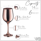 Vikko Décor Wine Glasses, Light Gold Wine Glass, 14 Oz Fancy Wine Glasses With Stem For Red And White Wine, Thick And Durable Wine Glass, Dishwasher Safe, Set Of 6