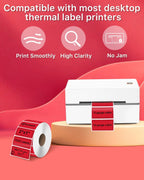 iEager 2x1 Inch Thermal Labels, Red Rectangle Thermal Printer Stickers, Durable Shipping Label Printer Sticker for Barcode, Name, Address, 1000 Labels/Roll
