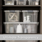 Superio Clear Storage Boxes with Lids, 8.75 Quart Plastic Container Bins for Organizing, Stackable Crates, BPA Free, Non Toxic, Odor Free, Organizers for Home, Office and Dorm, 4 Pack