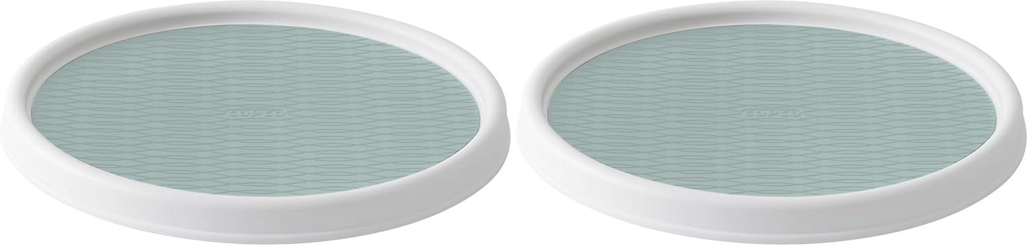 Copco Basics Non-Skid Pantry Cabinet Lazy Susan Turntable, 12-Inch, White (Pack of 2)