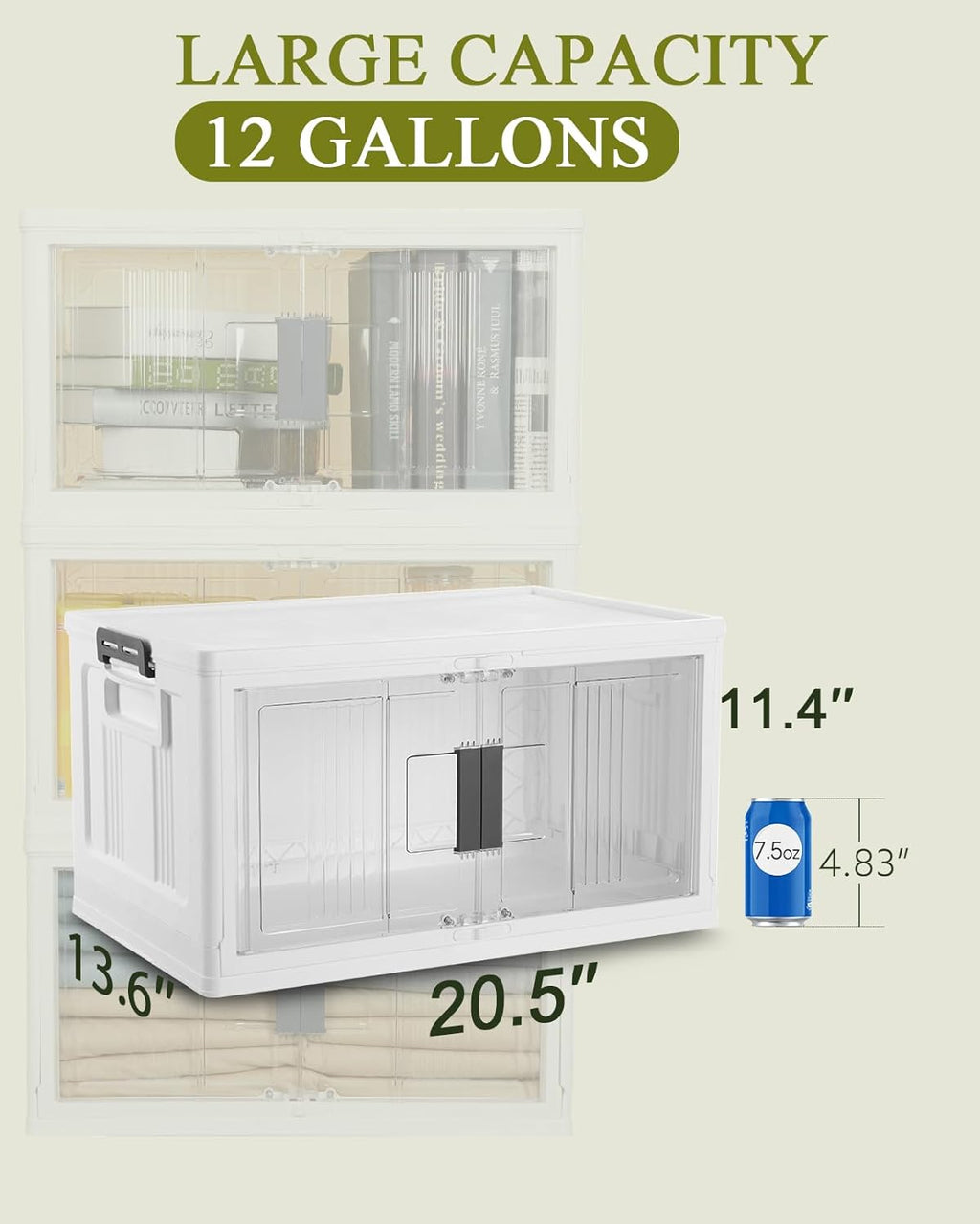 OlarHike 144QT Lockable Storage Bins with Lids - Folding Storage box with Doors and Wheels, Collapsible Plastic Bins for Closets, Stackable Organizer and Containers, Christmas Gifts, 3 Pack Cubes