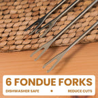 Electric Fondue Pot Set - 2-Liters Black Electric Pot with 6 Stainless Steel Fork - Temperature Control Ideal for Cheese, Caramel, Chocolate - Non-stick and Dishwasher Safe Fondue Pot Set by Stilaris
