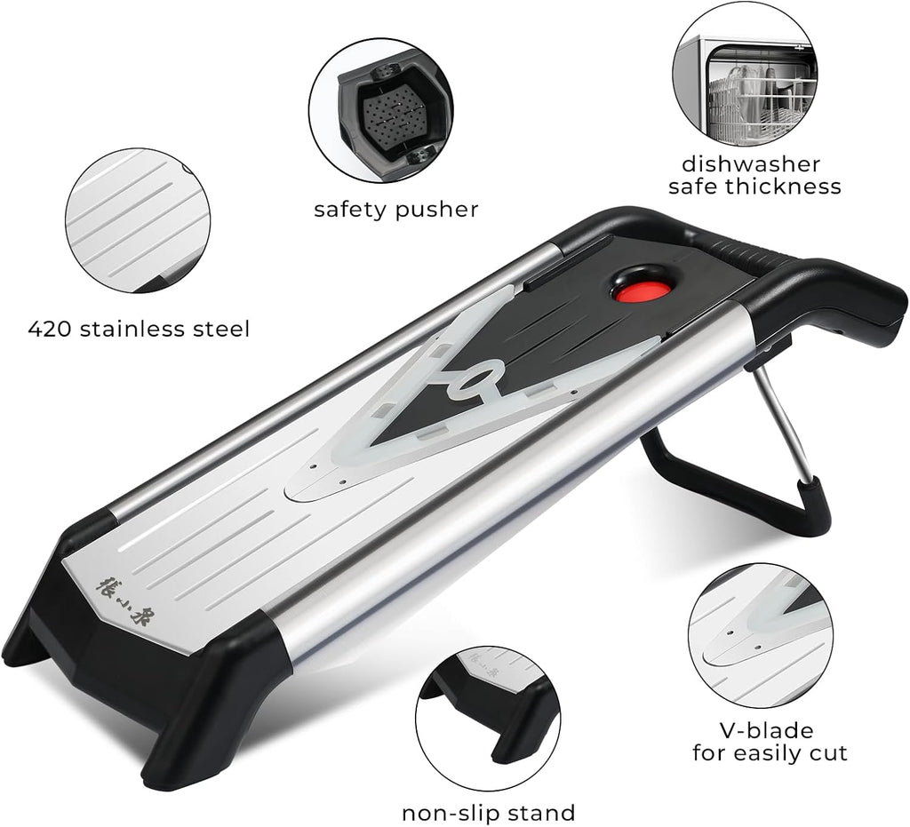 ZHANG XIAO QUAN SINCE 1628 Mandoline Slicer for Kitchen, Vegetable Chopper Stainless Steel Food Slicer Veggie Slicer Onion French Fry Cutter Potato Julienne, 5 Blades, Kitchen Utensils