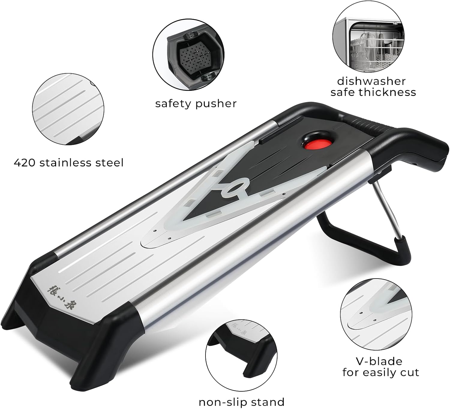 ZHANG XIAO QUAN SINCE 1628 Mandoline Slicer for Kitchen, Vegetable Chopper Stainless Steel Food Slicer Veggie Slicer Onion French Fry Cutter Potato Julienne, 5 Blades, Kitchen Utensils