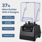 SYBO Commercial Professional Blender With Shield Quiet Soundproof Enclosure, Self-Cleaning 4D Blade System for Ice Crushing, Shakes & Purees, 48oz Pitcher, High-Speed Blender for Restaurants & Home