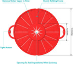 Silicone Splatter Screen for Frying Pan, Foldable Splash Guard, Multi-Use Grease Splatter Guard,Heat-Resistant Trivet Mat, 12" Non-Stick Oil Splatter Guard, Dishwasher Safe, BPA Free-red