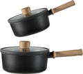 CAROTE Nonstick Sauce Pan Set With Lid, 1.5Qt & 2.6Qt Non Stick Saucepan Small Pots for Cooking, Multipurpose Ultra-light Titanium Small Kitchen Cooking pots, Induction Compatible, PFOA/PFOS Free