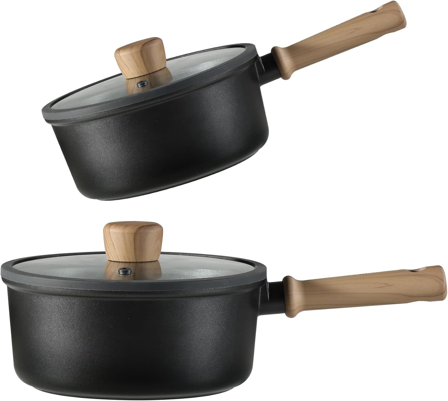 CAROTE Nonstick Sauce Pan Set With Lid, 1.5Qt & 2.6Qt Non Stick Saucepan Small Pots for Cooking, Multipurpose Ultra-light Titanium Small Kitchen Cooking pots, Induction Compatible, PFOA/PFOS Free