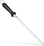 Knife Sharpener Rod, Kitchen Knives Sharpener Carbon Steel Professional Knife Sharpening Steel, Honing Rod with Hanging Holes (13 inches)