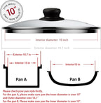10 Inch Pan Lid Replacement Glass Lid for Pans, Pots, Skillets and Cast Iron, Clear, 1 Set