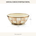 MACKENZIE-CHILDS Enamel Everyday Bowl, Serving Bowl for Entertaining, Extra Small, Brown-and-White Mocha Check