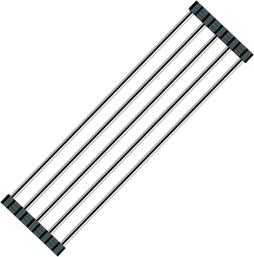 Ahyuan Roll up Dish Drying Rack Over The Sink Kitchen Roll up Sink Drying Rack Portable Dish Drainer Foldable Dish Drying Rack (Black, 17.8''X3.7'')