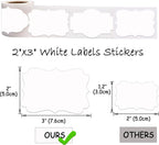 SALEMAR White Label Sticker, 2x3 inch Fancy Shape Labels for Essential Oil Bottle or Food Jars, Name Tags Stickers, 200PCS(White)