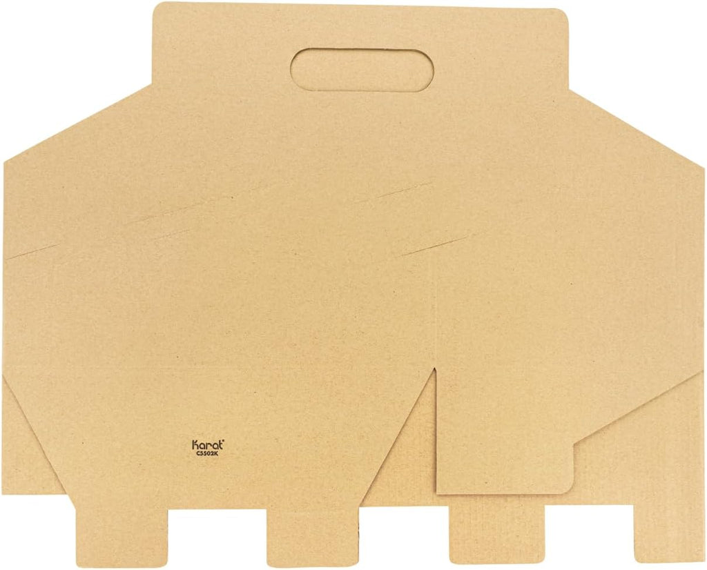 Karat [100ct Drink Carrier with Handle - Sturdy Paperboard Kraft Coffee Cup Carrier for Hot/Cold Beverages, Fits 10-32 oz Cups - Eco-Friendly, Disposable To-Go Drink Holder (6-Cup)