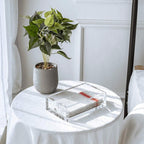 IEEK Acrylic Guest Towel Napkin Holder,Clear Bathroom Paper Hand Towels Storage Tray Modern Buffet Napkin Caddy,Fancy Flat Napkin Holders For Kitchen or Dining Room,9x5.5x2.5 Inch,Pack of 1