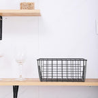 11" Upright Freezer Storage Baskets, Black Wire Storage Bins Small Bakset for Freezer, Pantry, Bathroom Organizing, Set of 4