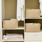 TheWarmHome Organization and Storage Bin for Shelves - Large 3 Pack 16x12x8 inch Storage Basket for Organizing, Canves Storage Cubes for Organizer Toy Closet Cloth Gift (Beige)