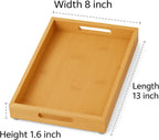 Tray for Oil Bottles Kitchen Counter – Bamboo Organizer with Handles, Waterproof Coating & Non-Slip Feet, 13×8 Inch Condiment Holder for Spices, Sauces & Seasoning Jars
