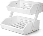 G.a HOMEFAVOR Fruit Basket for Kitchen, 2-Tier Fruit Bowl for Kitchen Counter, Vegetable Storage Stand for Fruit Shop, 15 mm Thickness (WHITE)