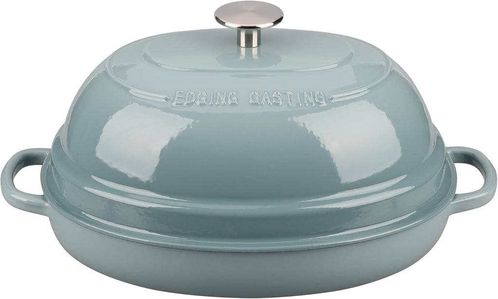 Enameled Oval Cast Iron Dutch Oven Pot with Lid, Bread Dutch Oven for Sourdough Bread Baking, 6QT, Seasalt