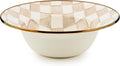 MACKENZIE-CHILDS Enamel Serving Bowl, Enamel Serveware Bowl, 12 Inches, Brown-and-White Mocha Check