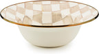 MACKENZIE-CHILDS Enamel Serving Bowl, Enamel Serveware Bowl, 12 Inches, Brown-and-White Mocha Check