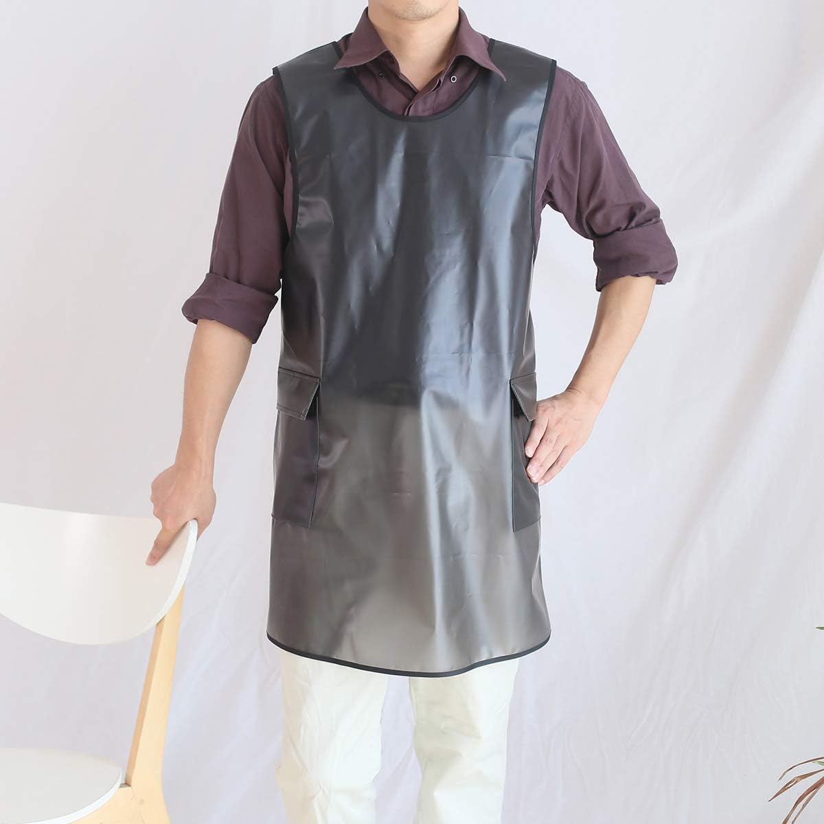 NEWGEM Japanese Linen Cross Back Cooking Aprons for Women Men with Poc ...