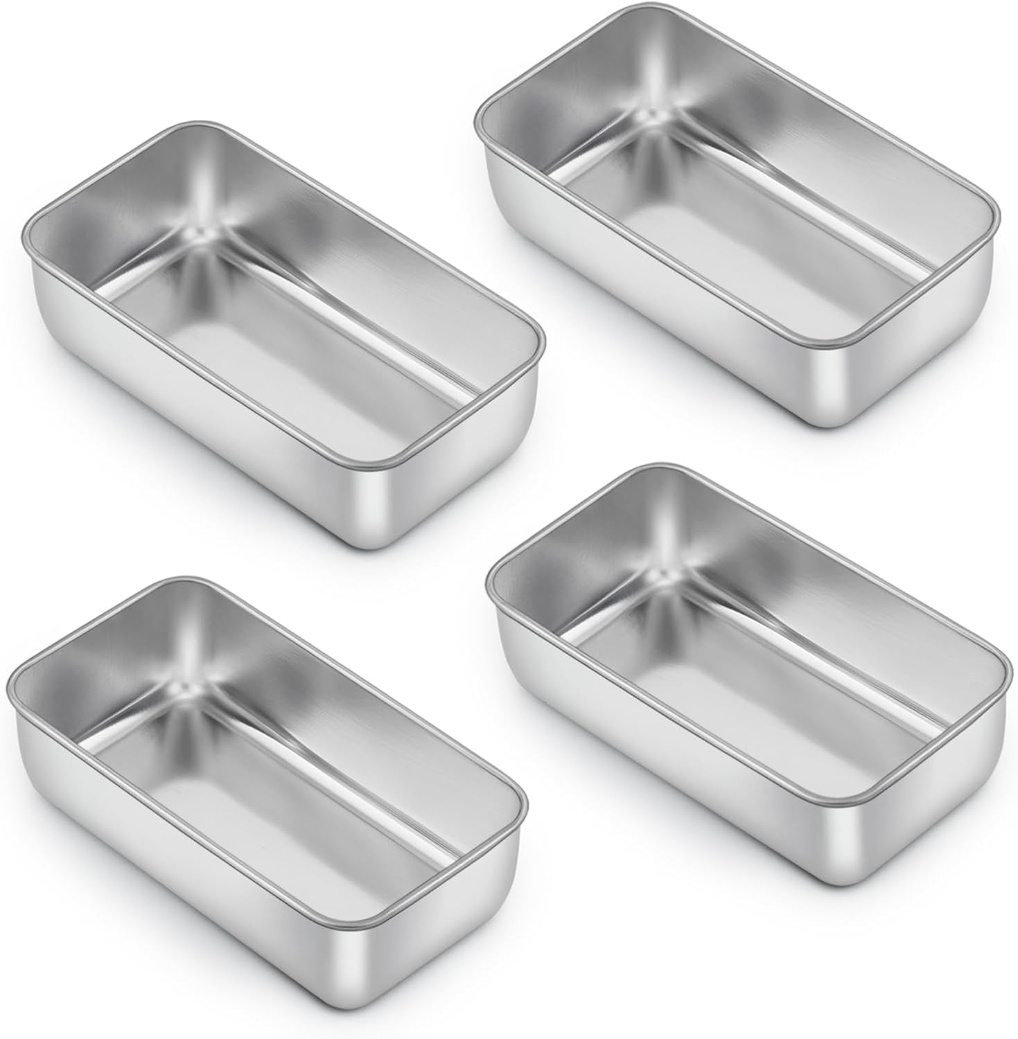 E-far Loaf Pan Set of 4, 9x5 Inch Stainless Steel Bread Loaf Pan, Metal Bakeware for Baking Bread Cake Meatloaf Brownies, Healthy & Non Toxic, Easy Release & Dishwasher Safe