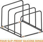Kitchen Cabinet Organizer, 2PSC Steel Cookware Holder, Divided Holder with 3 Slots for Skillets Baking Tray and Chopping Board Rack - Pan Holder Storage (2.2 Inch Width Slots)