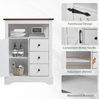 JOMEED Bathroom Floor Cabinet, Farmhouse Storage Cabinet with 3 Drawers & Adjustable Shelves, Free-Standing Cupboard for Kitchen, Living Room, Bathroom, White
