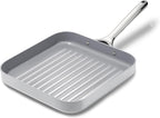 Caraway Square Grill Pan - 11” Grill Pan - Non-Stick Ceramic Coated - Non Toxic, PTFE & PFOA Free - Oven Safe & Compatible with All Stovetops - Gray