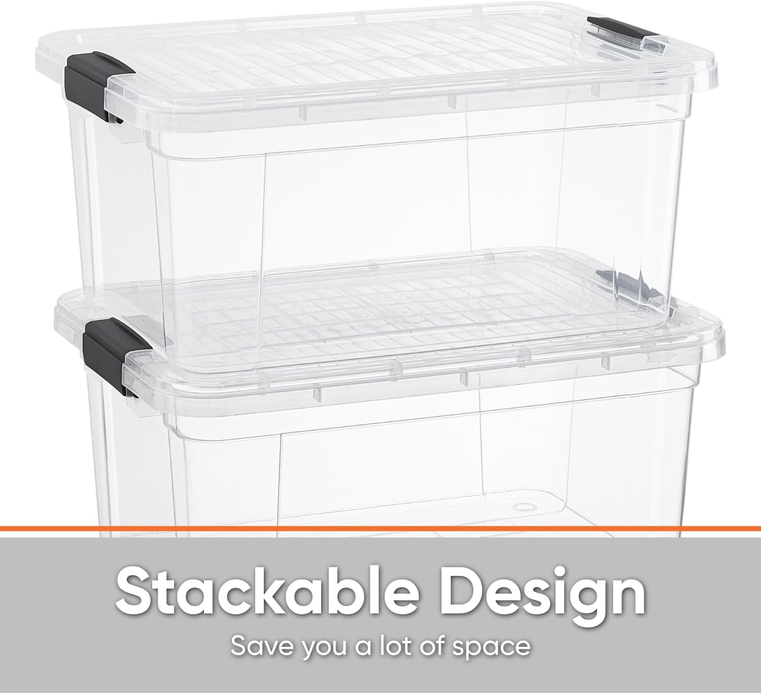 Superio Clear Storage Boxes with Lids, 6.75 Quart Plastic Container Bins for Organizing, Stackable Crates, BPA Free, Non Toxic, Odor Free, Organizers for Home, Office and Dorm, 4 Pack