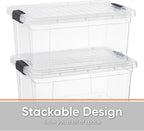 Superio Clear Storage Boxes with Lids, 6.75 Quart Plastic Container Bins for Organizing, Stackable Crates, BPA Free, Non Toxic, Odor Free, Organizers for Home, Office, School, and Dorm