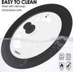 13-14-15 in Universal Pan Lid, Extra Large Silicone Pot Lid for Pots, Pans & Skillets, Replacement Frying Pan Lid with Heat Resistant Silicone Knob, Dishwasher Safe, Black