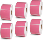 BETCKEY - 2" x 2" Square Labels Compatible with Zebra & Rollo Label Printer,Premium Adhesive & Perforated[Pink, 6 Rolls, 4500 Labels]