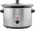 Courant Slow Cooker 5.5 Quart Crock, with Easy Cooking Options, Dishwasher Safe Pot and Glass Lid, Stainless Steel