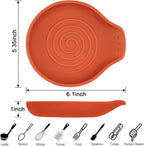 Silicone Spoon Rest for Stove Top - BPA-Free, Heat-Resistant Spoon Holder - Spoon Rest for Kitchen Counter - Large Cooking Utensil Rest for Spoons, Spatulas, Ladles or Tongs - Orange Red