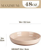 MALACASA Large Pasta Bowls Set of 4, 48 OZ Salad Bowls Serving Bowls for Dinner, Ceramic Soup Bowls Pasta Plates for Serving, Stackable, Microwave & Dishwasher Safe, Multicolor, Series TARA