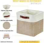 DECOMOMO 13 Inch Cube Storage Bins, Fabric Storage Cube, Basket for Kallax Shelves (Beige & White, Cube 13" - 4 Pack)