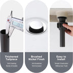 ALEASHA Bathroom Sink Drain with Overflow Vessel Sink Stopper,Pop Up Drain for Bathroom Sink Pop Up Drain Stopper for Hair Catcher,Chrome