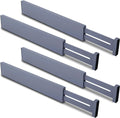 Utoplike 4 PCS Bamboo Kitchen Drawer Dividers(Fits 15"-17.7" Drawer Inner Size), Adjustable Drawer Organizers for Socks, Spring Loaded, Works in Drawer for Bedroom, Dresser