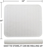 Silicone Dish Drying Mat for Multiple Usage,Easy clean,Eco-friendly,Heat-resistant Silicone Mat for Kitchen Counter or Sink,Refrigerator or Drawer Liner White XL 18 inches x 16 inches