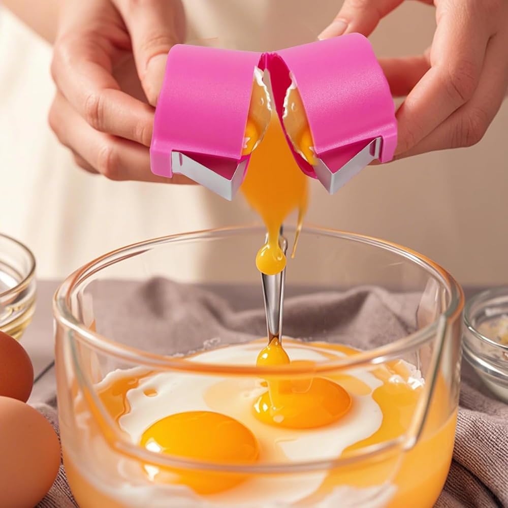 Egg Shell Opener Remover, Eggs Peeler Separator for Boiled and Raw Eggs, Stainless Steel Eggshell Cutter Kitchen Tools for Cooking and Breakfast Prep (Yellow, 1 Pcs)