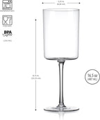 Square Wine Glasses Set of 4-16 oz - Crystal Wine Glass Set in Gift Packaging - Large Red Wine Glass on Long Stem - Housewarming Gifts New Home - Glasses Drinking Set - For White & Red Wine
